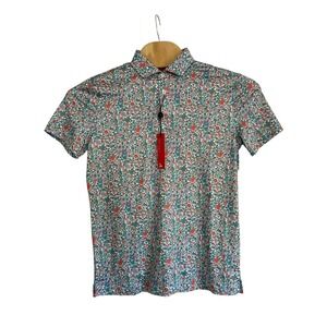 Redvanly Louis Golf Polo Size S Floral  Luxury Performance Short Sleeve New